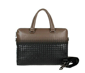 Bottega Veneta intrecciato leather briefcase 1159349-5 black&brown